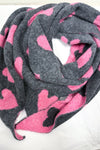 Huivi hearts | harmaa/pinkki | asusteet | pikku-riikka