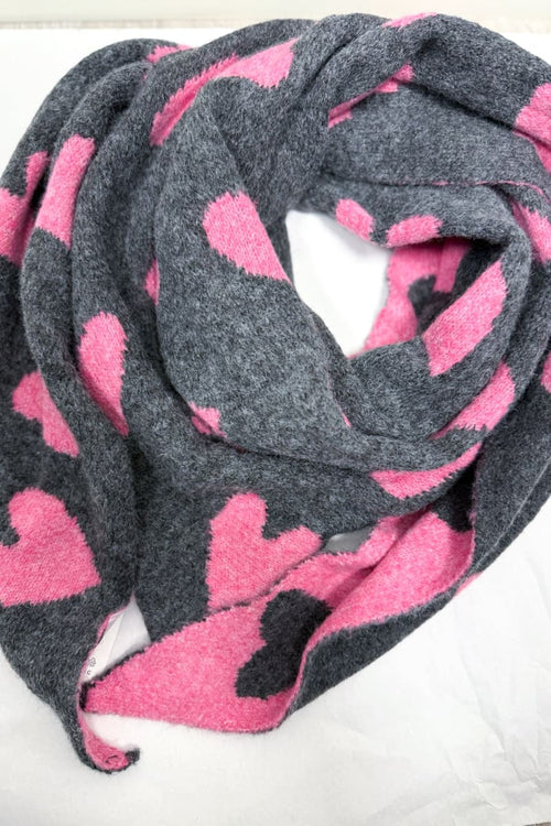 Huivi hearts | harmaa/pinkki | asusteet | pikku-riikka