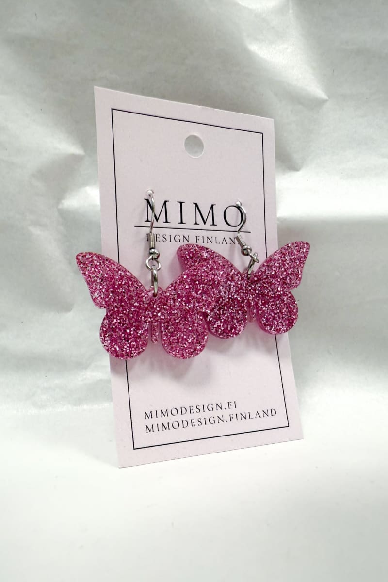 Korvakorut butterfly mimo design | vaaleanpunainen | asusteet | pikku riikka
