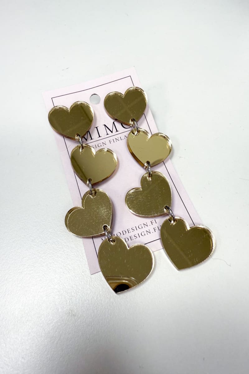 Korvakorut four hearts mimo design | kulta peili | asusteet | pikku-riikka