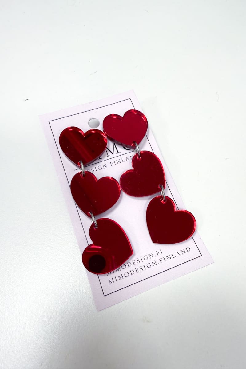 Korvakorut hearts mimo design | punainen / peili | asusteet | pikku-riikka
