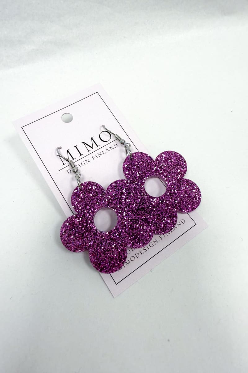 Korvakorut kukka mimo design | violetti / glitter | asusteet | pikku riikka