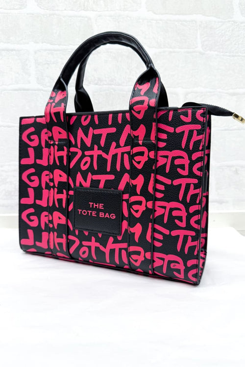 Laukku tote | pinkki-musta | asusteet | pikku-riikka