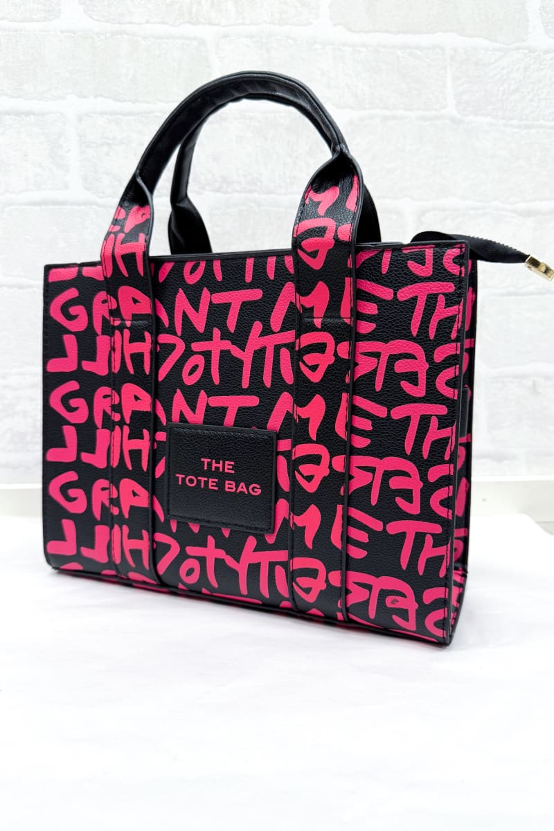 Laukku tote | pinkki-musta | asusteet | pikku-riikka