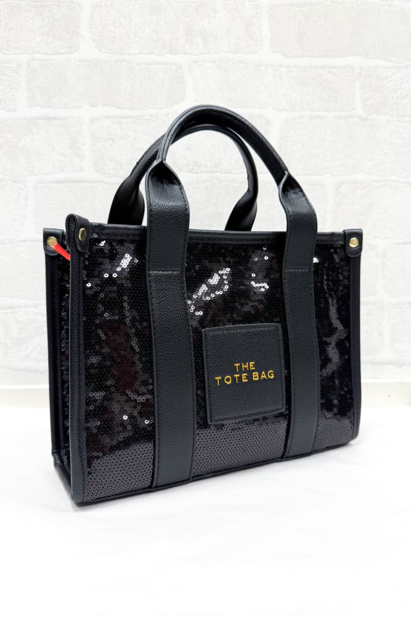 Laukku tote | musta glitter | asusteet | pikku-riikka