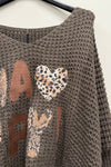 Neulepusero happy | taupe | pusero | pikku-riikka
