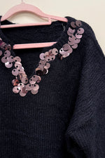 Neulepusero sequin | musta | pusero | pikku-riikka