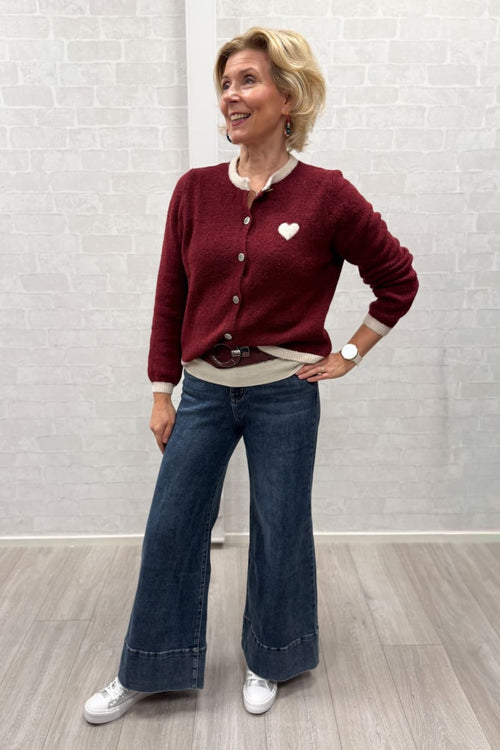 Neuletakki burgundy heart | pusero | pikku-riikka