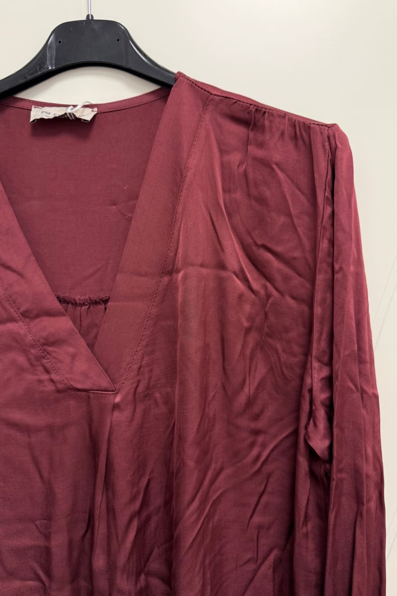 Satiiniviskoosi pusero nyla | burgundy | pusero | pikku-riikka