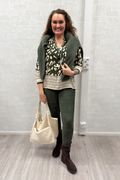 Viskoosipusero khaki leo | pusero | pikku-riikka